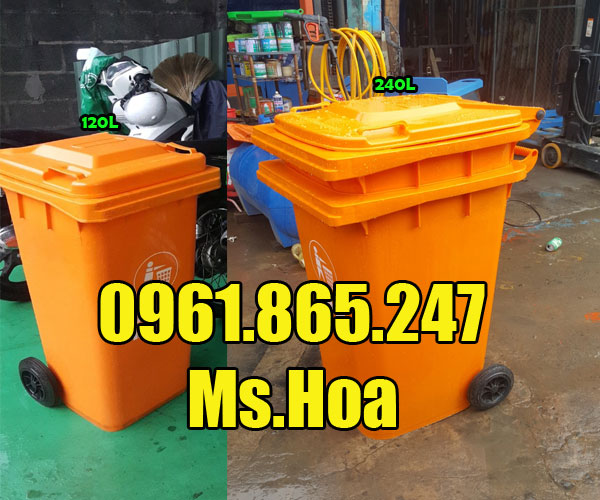 Thùng rác công cộng màu cam