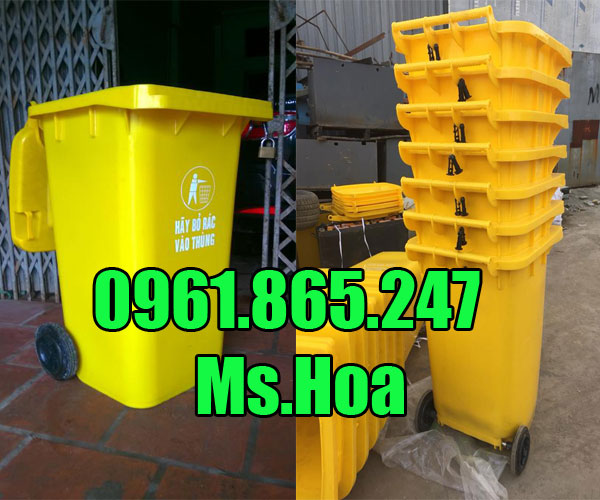 Thùng rác công cộng màu vàng